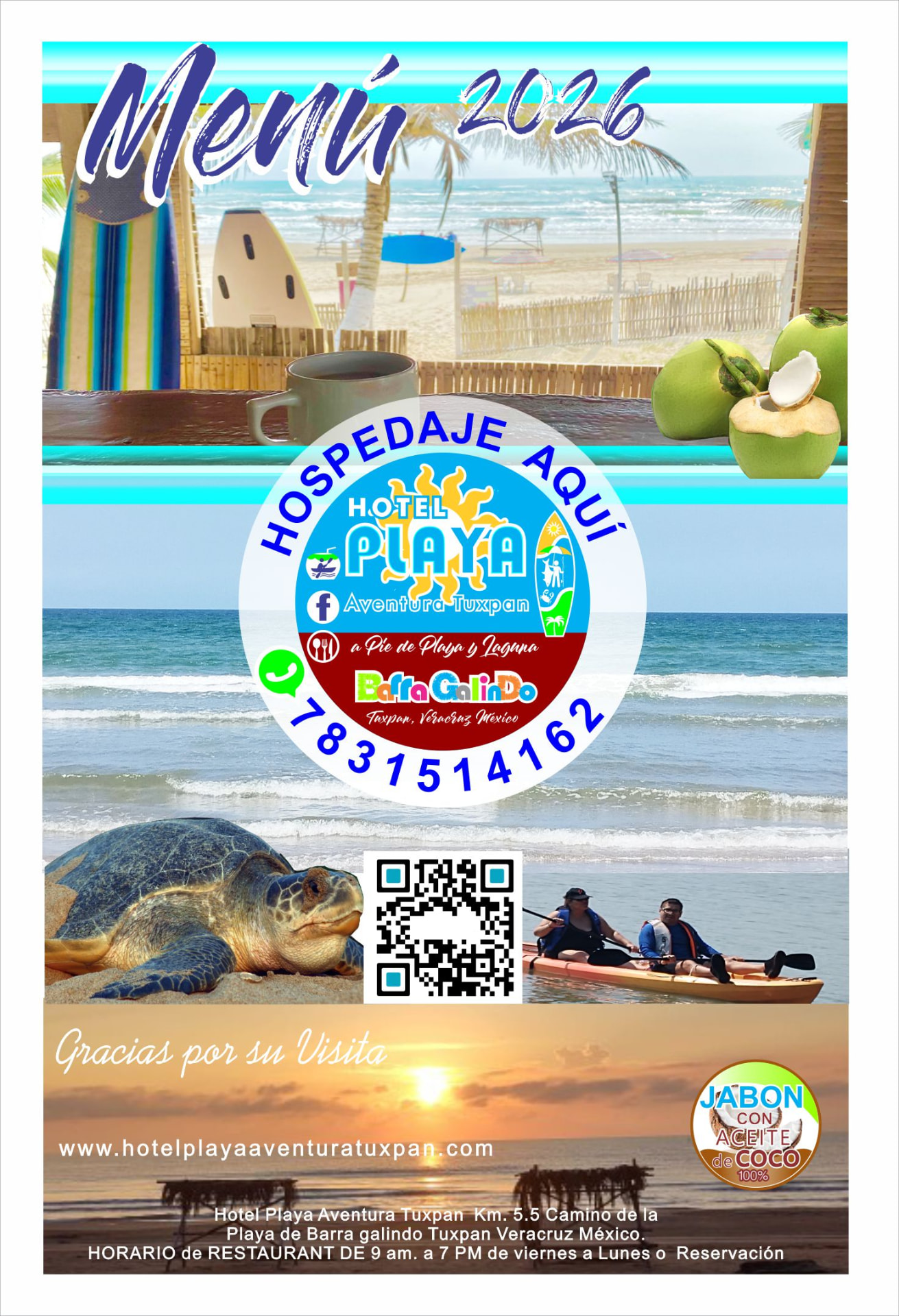 Portada del menú 2026 de Hotel Playa Aventura Tuxpan